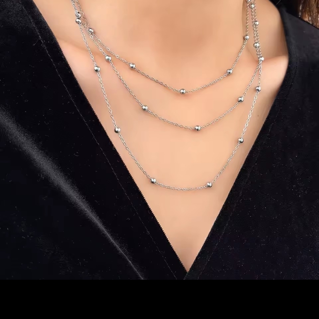 18 Kt Gold Over Titanium Layered Necklace